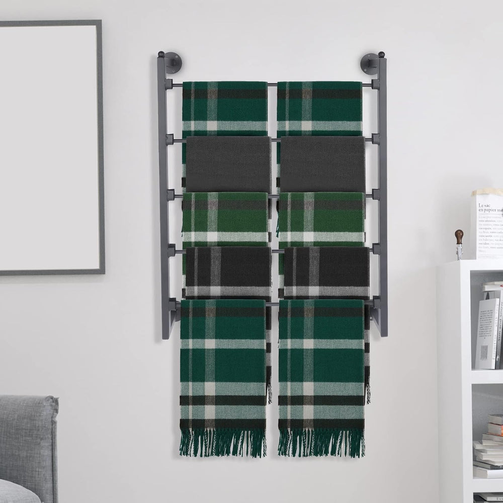 Scarf Organizer Wall Mounted, 5-Tier Scarf Display Rack, Metal Spiral Scarf H...