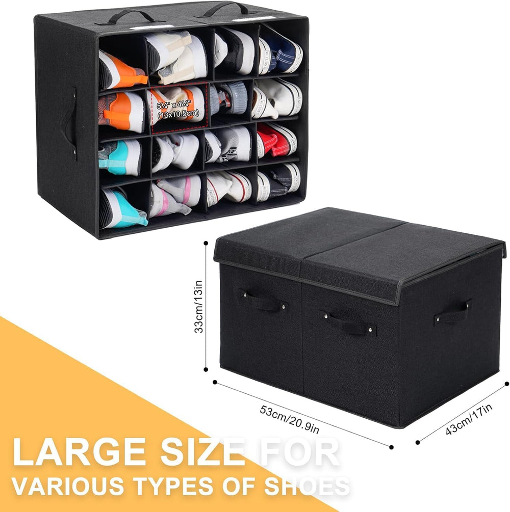 Shoe Organizer for Closet, Shoe Storage Box with Adjustable Dividers