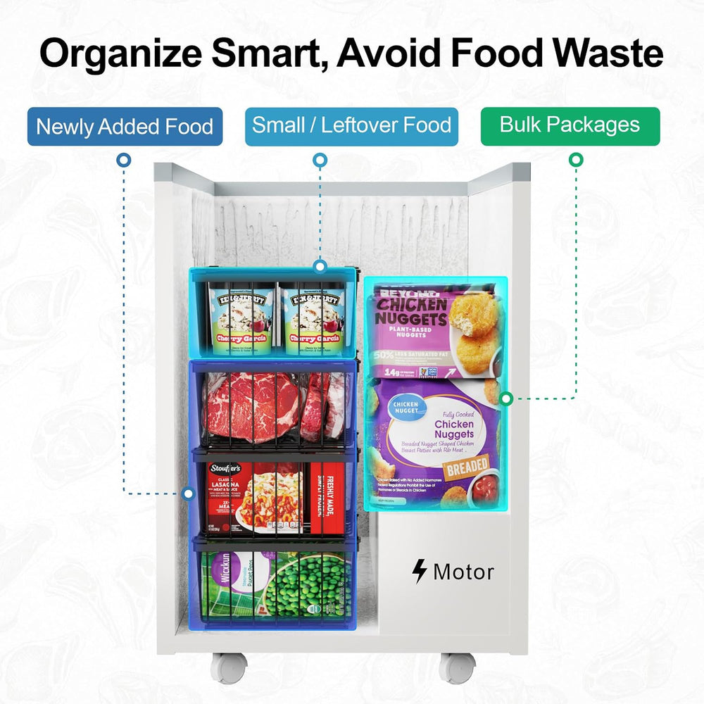 Deep Freezer Organizer Bins - Storage Baskets for 5 Cu.Ft, 8 Pack