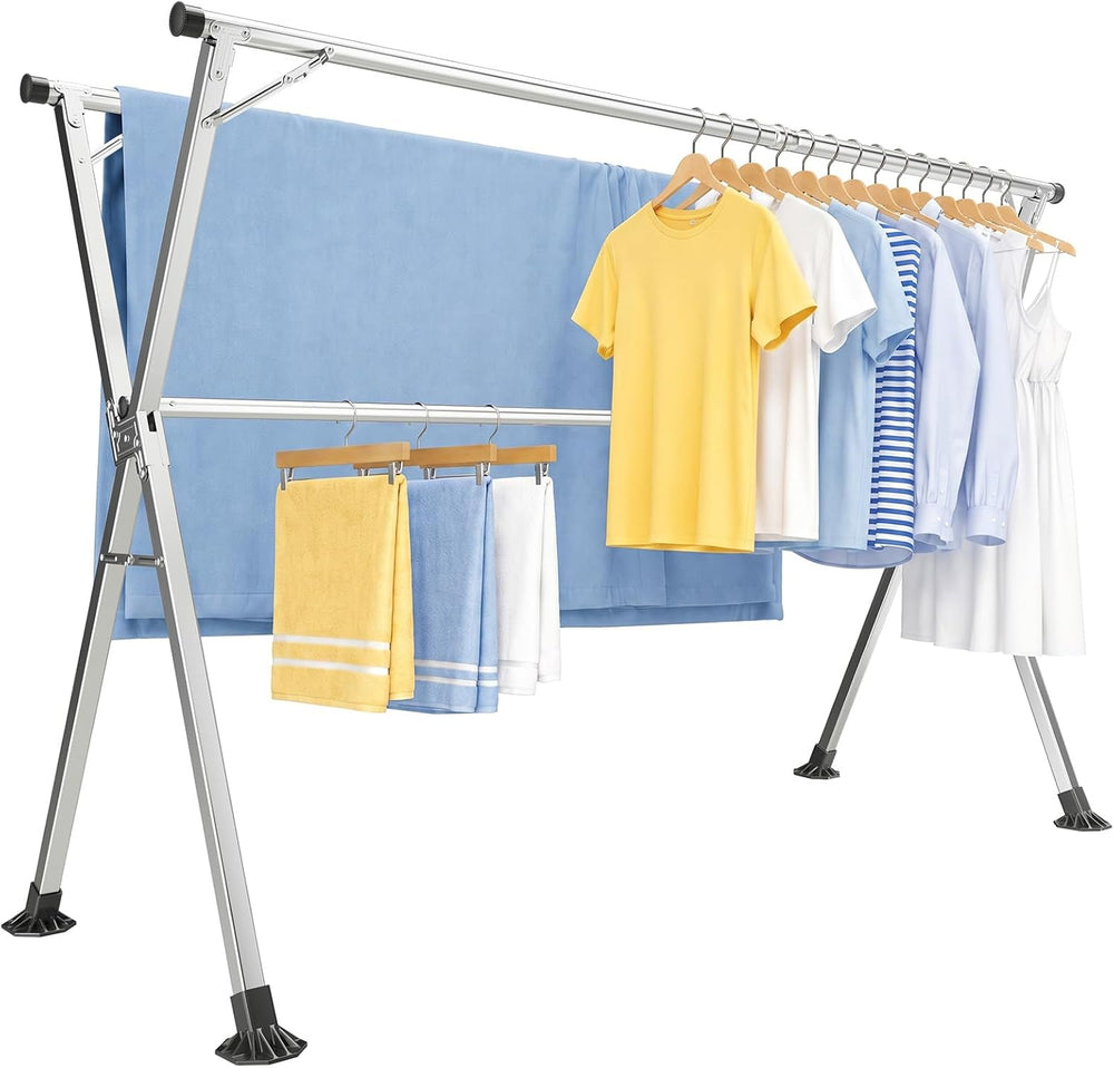 Kitsure Foldable Clothes Drying Rack, 79.0" Heavy Duty, Adjustable Length