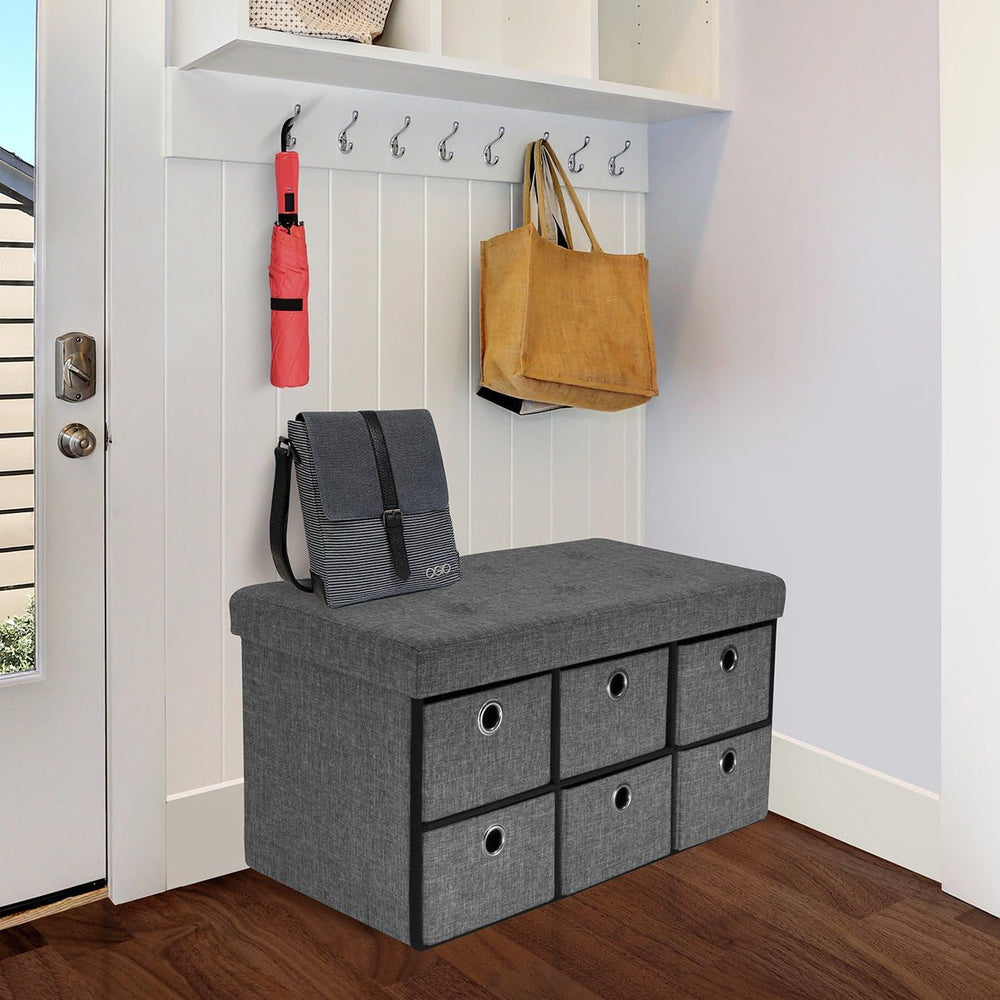 Sorbus Storage Ottoman with Drawers, Collapsible Bench