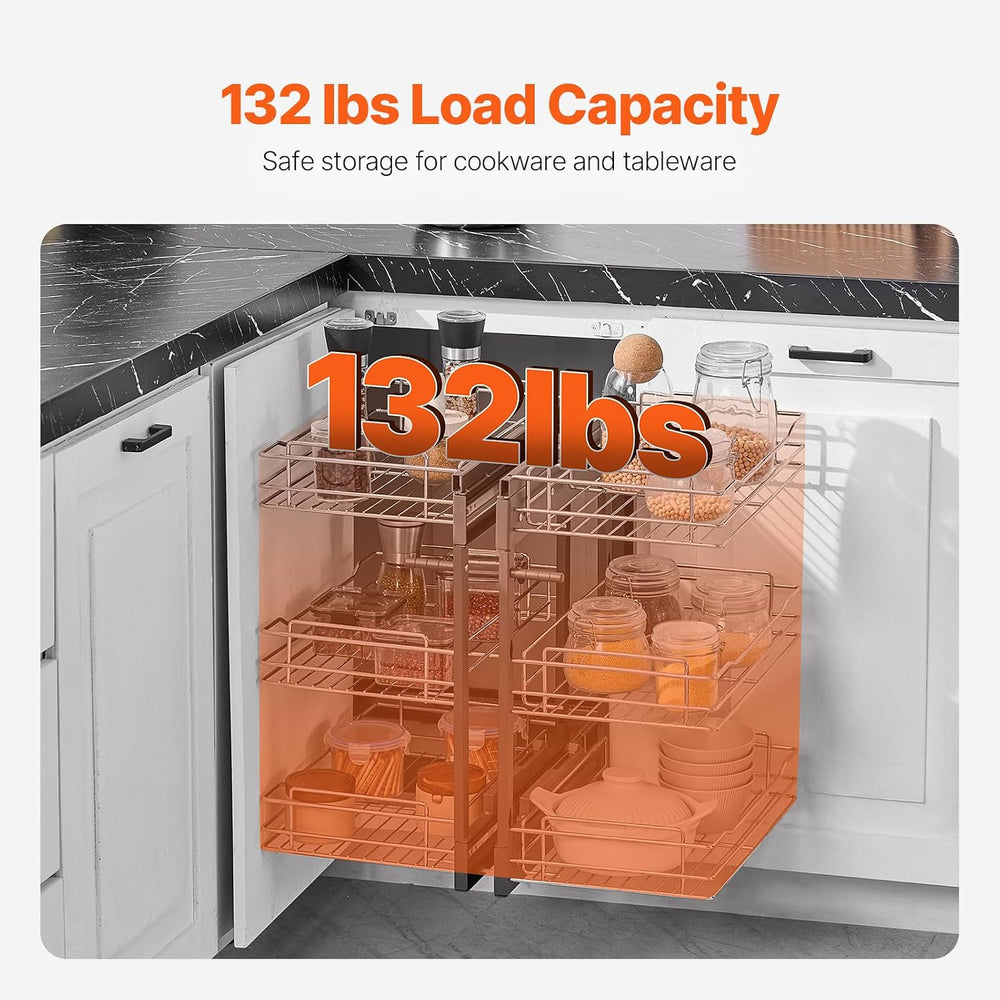 VEVOR 3 Tier 6 Shelf Chrome Carbon Steel Kitchen Cabinet Organizer, Slide Out...