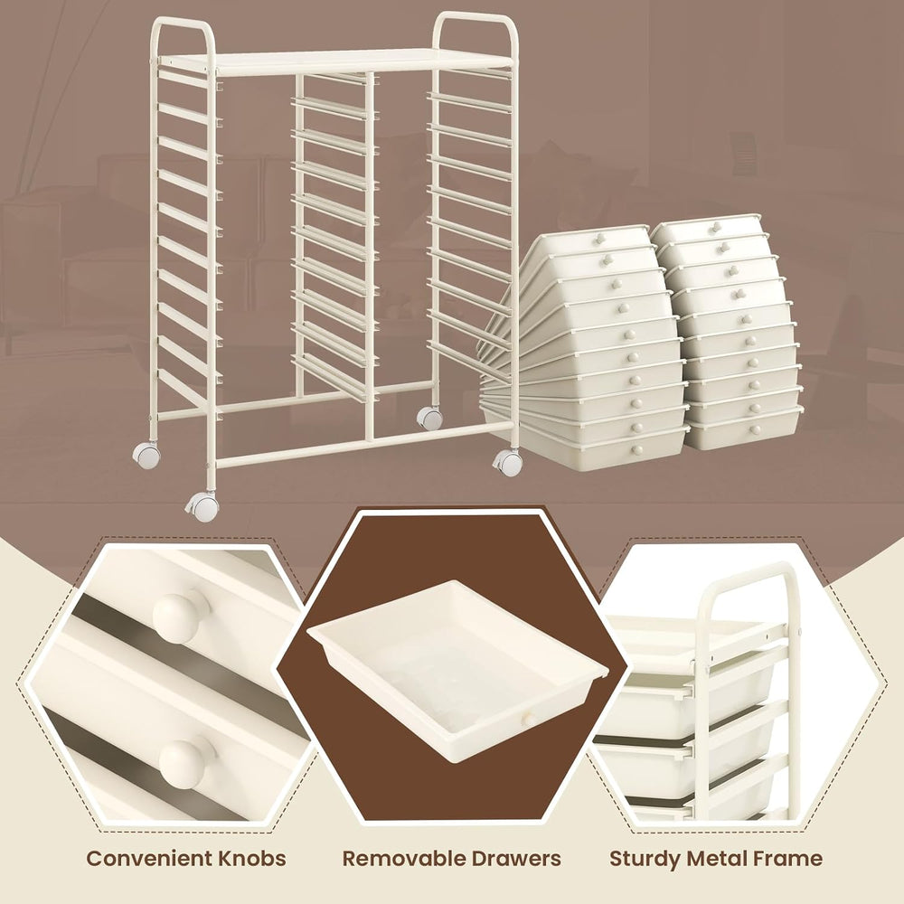 GOFLAME 20-Drawer Rolling Storage Cart, Multifunctional Art Craft Organizer, ...