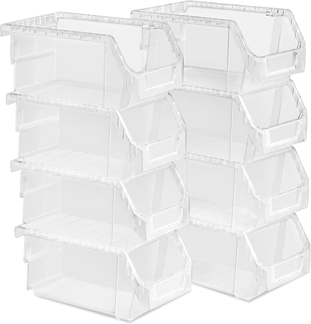 Sorbus Clear Stackable Storage Bins 8 Pack – Open Front Plastic Stackable Pan...