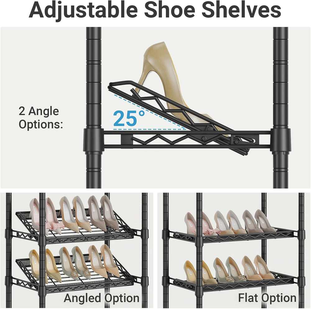 VIPEK S30 Clothes Rack with 25° Adjustable Shoe Shelves for Bedroom, Black