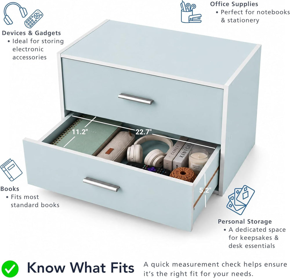 Homes: Inside + Out Apexa 2-Drawer Wooden Stackable Storage Drawers, Small Fo...
