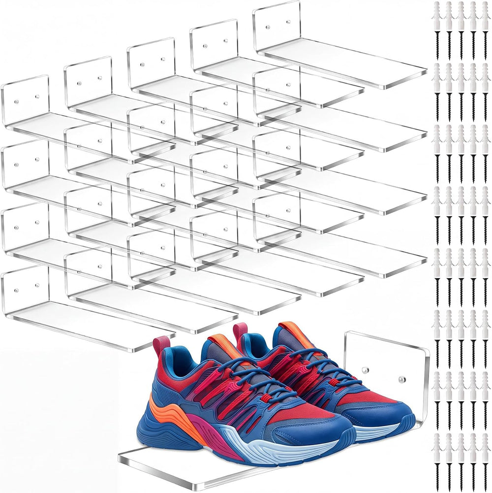 Treela 20 Pack Floating Shoe Display Set, Clear, Large, Rectangle