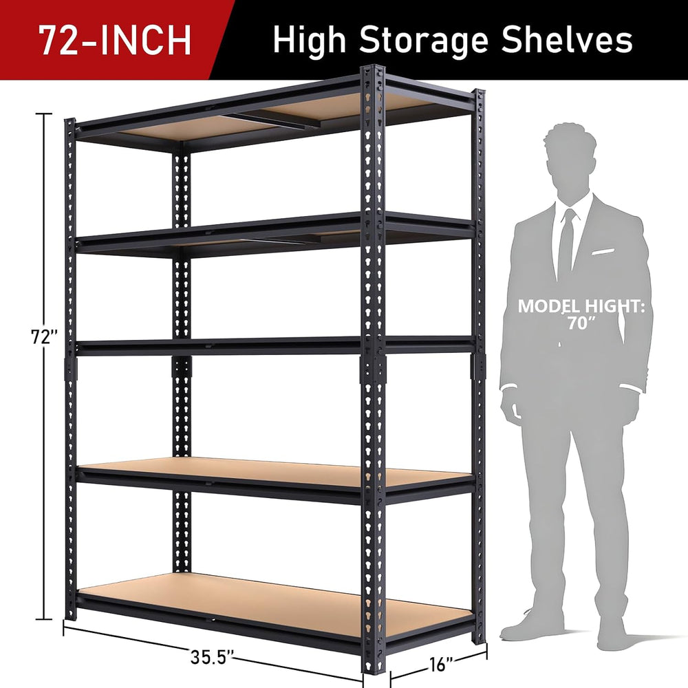 72" H Garage Storage Shelves,Storage Shelves Heavy Duty,2400LBS Heavy Du...