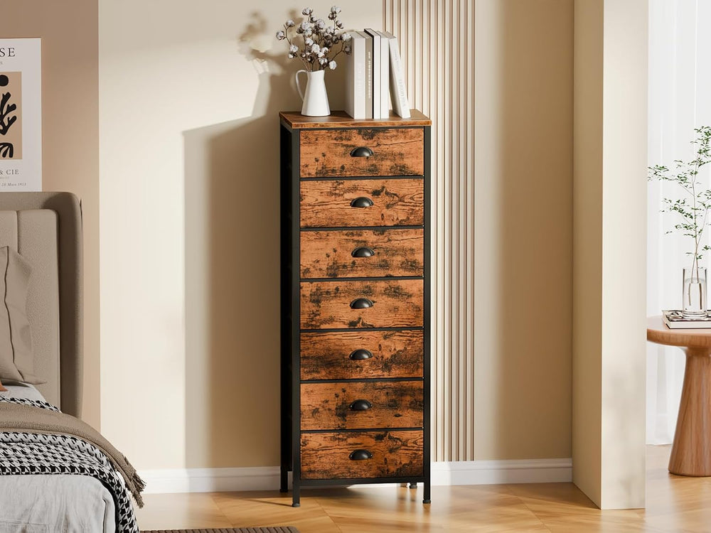 Furnulem Dresser for Bedroom, 7 Drawers Tall Chest of Drawers