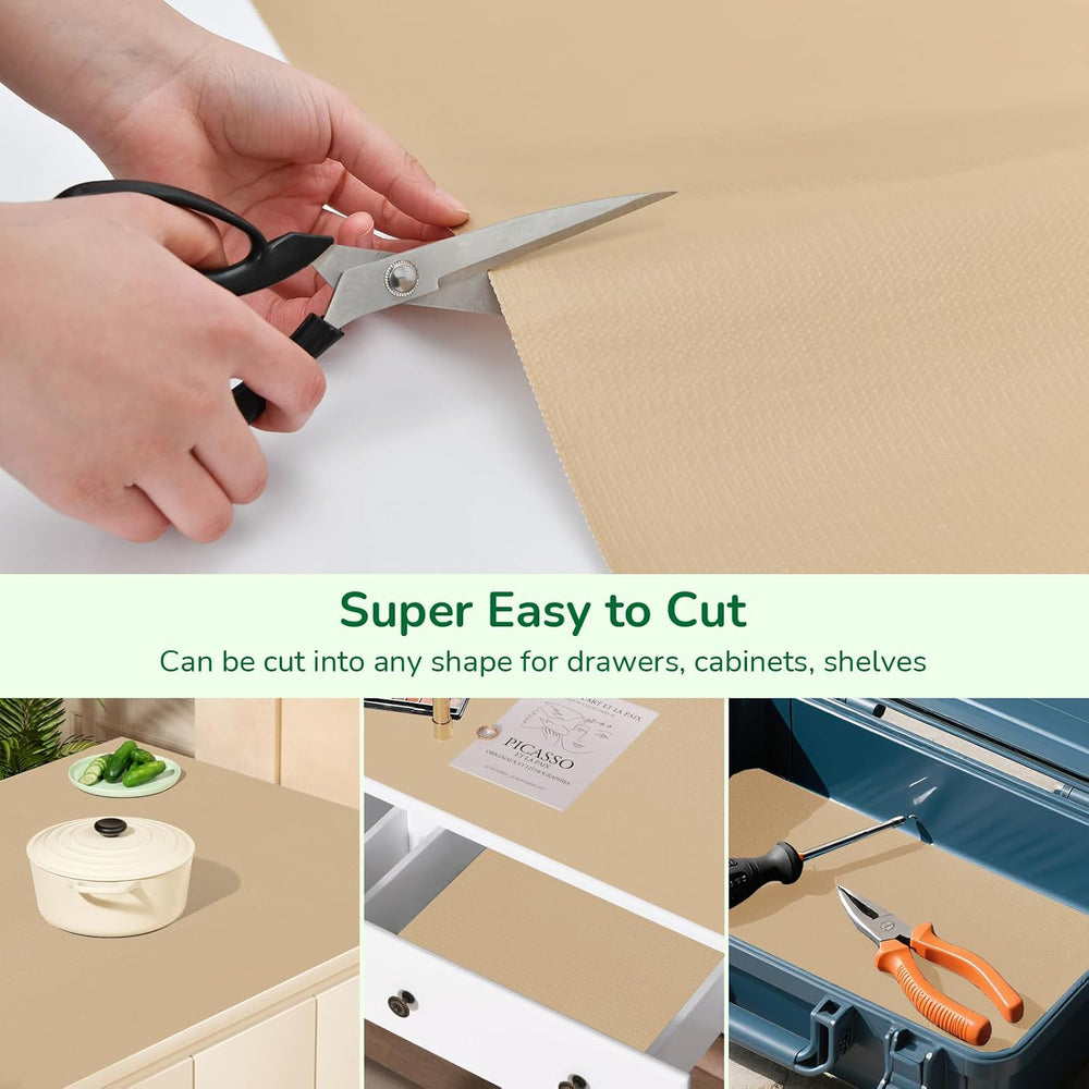 Strong Grip Drawer and Shelf Liner for Kitchen 23.6In x 20FT Beige