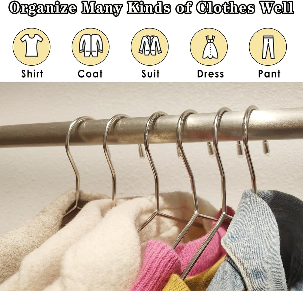 50 Pack Metal Coat Hangers Clothing Hangers Heavy Duty, Stainless Steel for C...