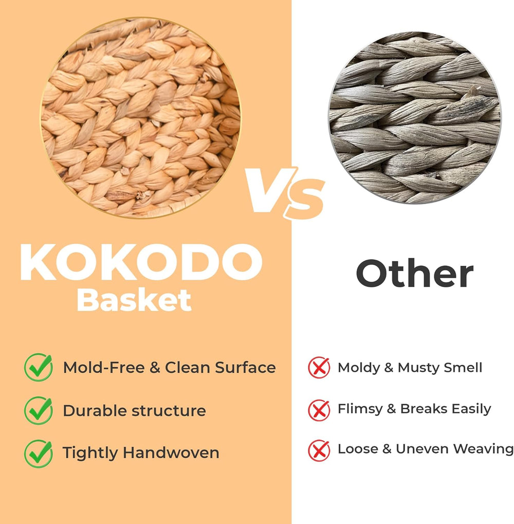 KOKODO 16.5"Lx13"W Extra Large/Jumbo Wicker Storage Baskets with Ch...