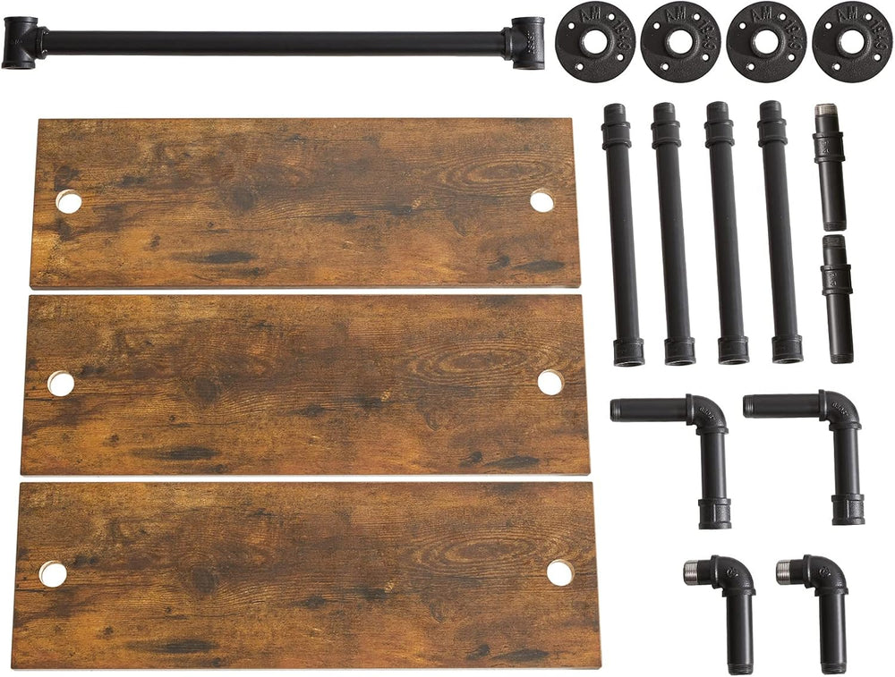 IBUYKE 3-Tiers Industrial Pipe Shelves with Towel Bar RF-TM015