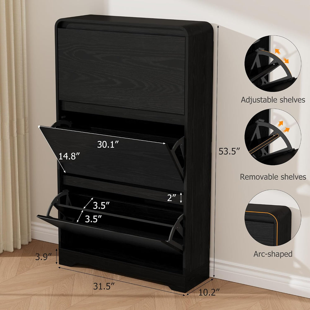 Garvee Hidden Shoe Cabinet, Black