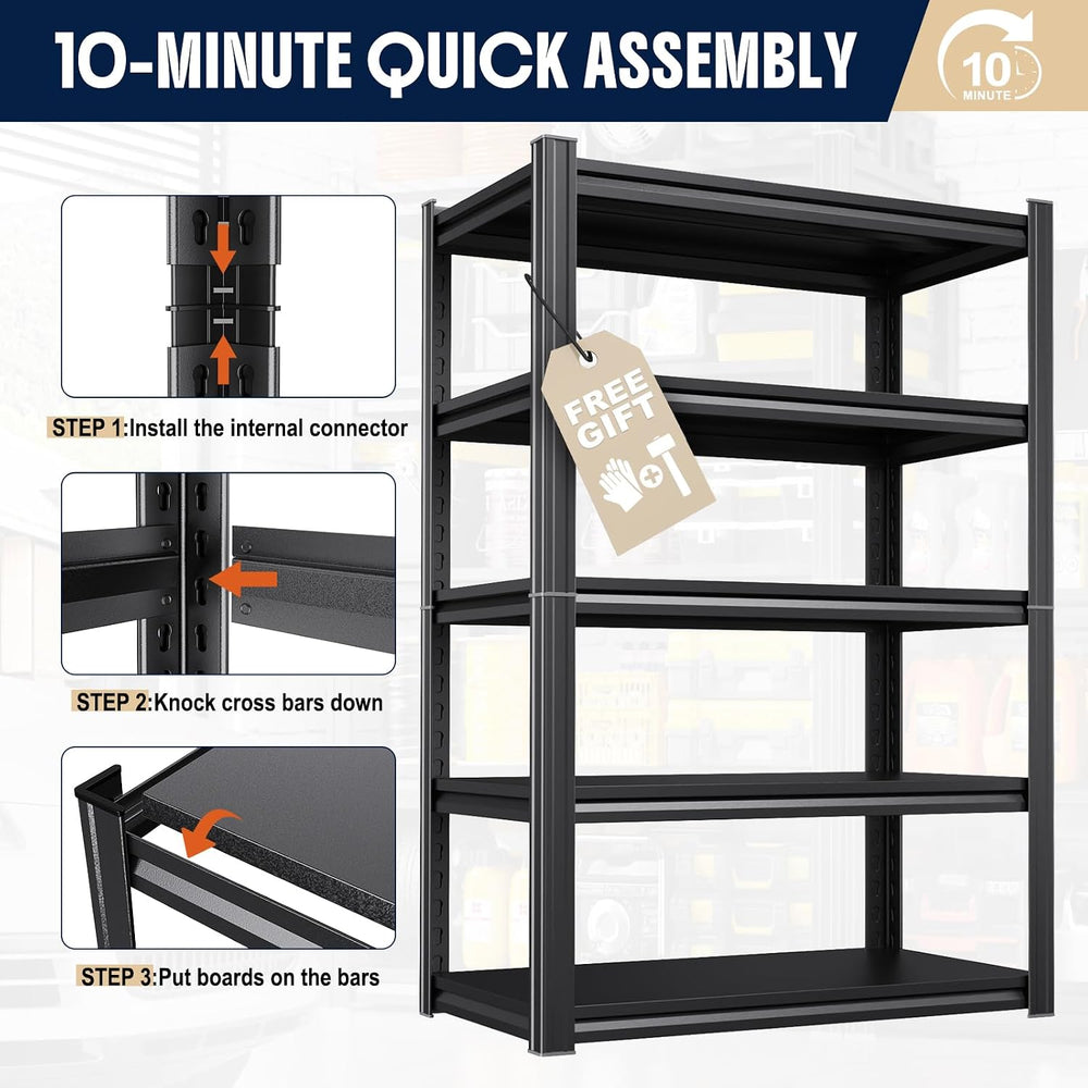 Set of 2 Heavy Duty Garage Shelving Unit, 71.2" H x 35.4" W x 16&qu...