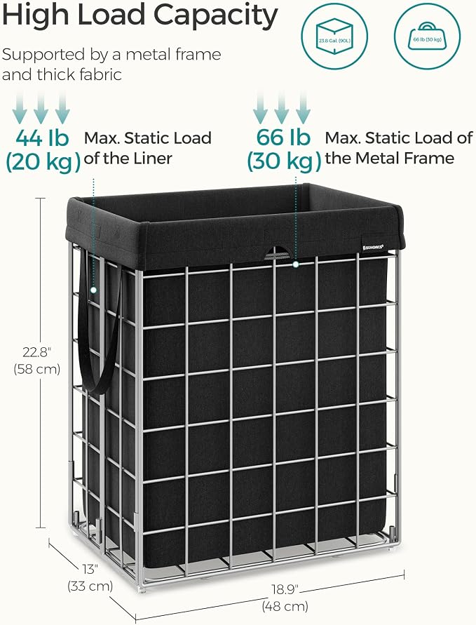 SONGMICS Laundry Hamper, 23.8 Gal. Laundry Basket, Collapsible Clothes Hamper