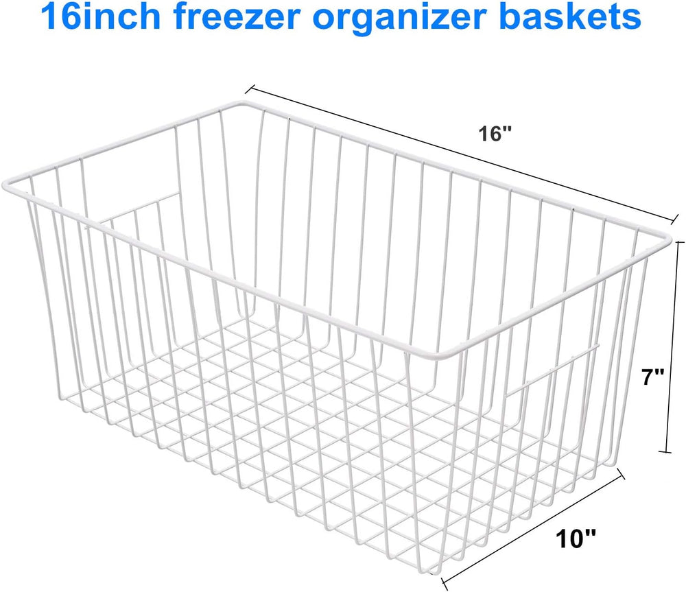 16inch Freezer Wire Storage Organizer Baskets, Household Refrigerator Bins wi...