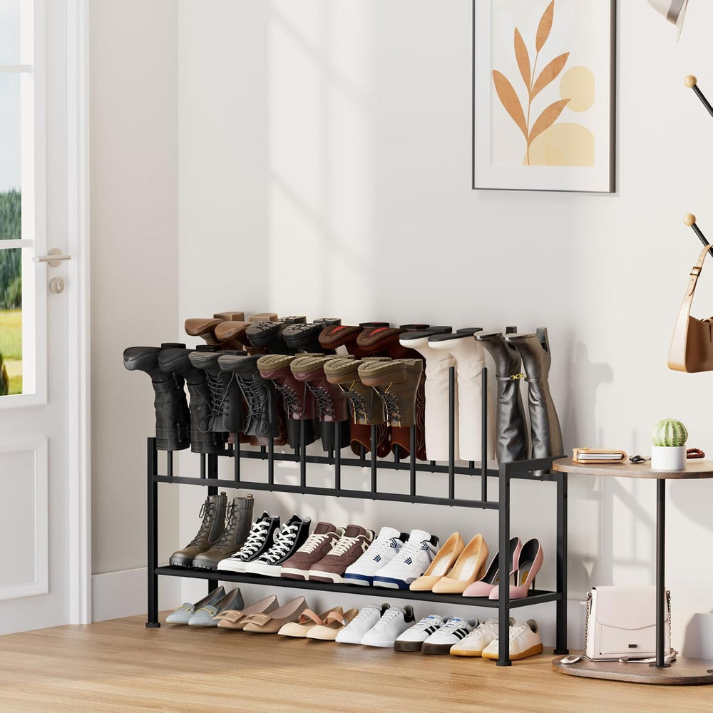 DIMJ Boot Rack 3-Tier - Black Metal Boot Storage Rack for Tall Boots Organize...