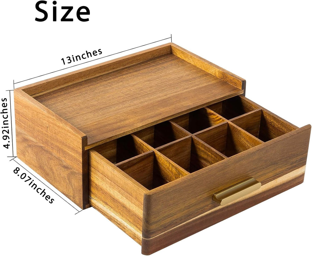 Acacia Wood Tea Bag Organizer, Tea Organizers and Storage Box, Tea Caddy for ...