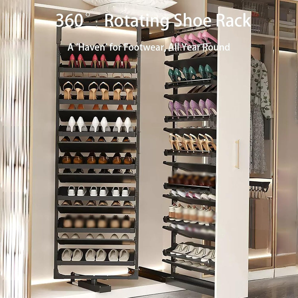 360° Rotating Shoe Rack Organizer for Closet, Double-Sided Pull Out with Deep...