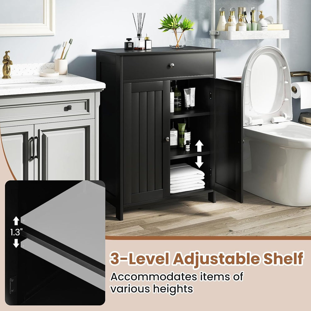 GIANTEX Storage Cabinet, Freestanding Bathroom Cabinet with 2 Doors, 1 Drawer...