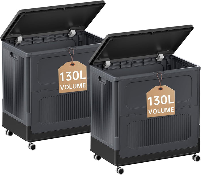 Black Foldable Clothes Hamper for Industry 130L 2 Pack