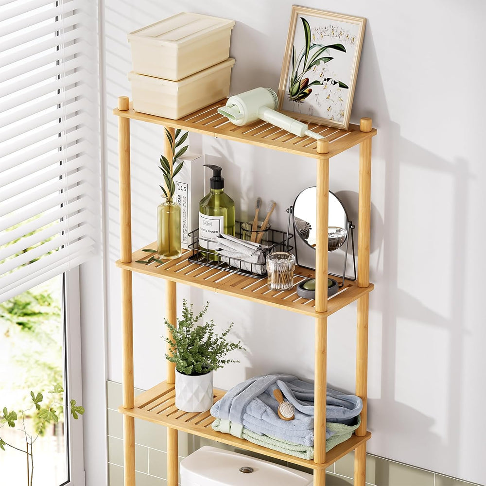 AmazerBath Bamboo Over The Toilet Storage Shelf, 3-Tier Bathroom Over Toilet ...