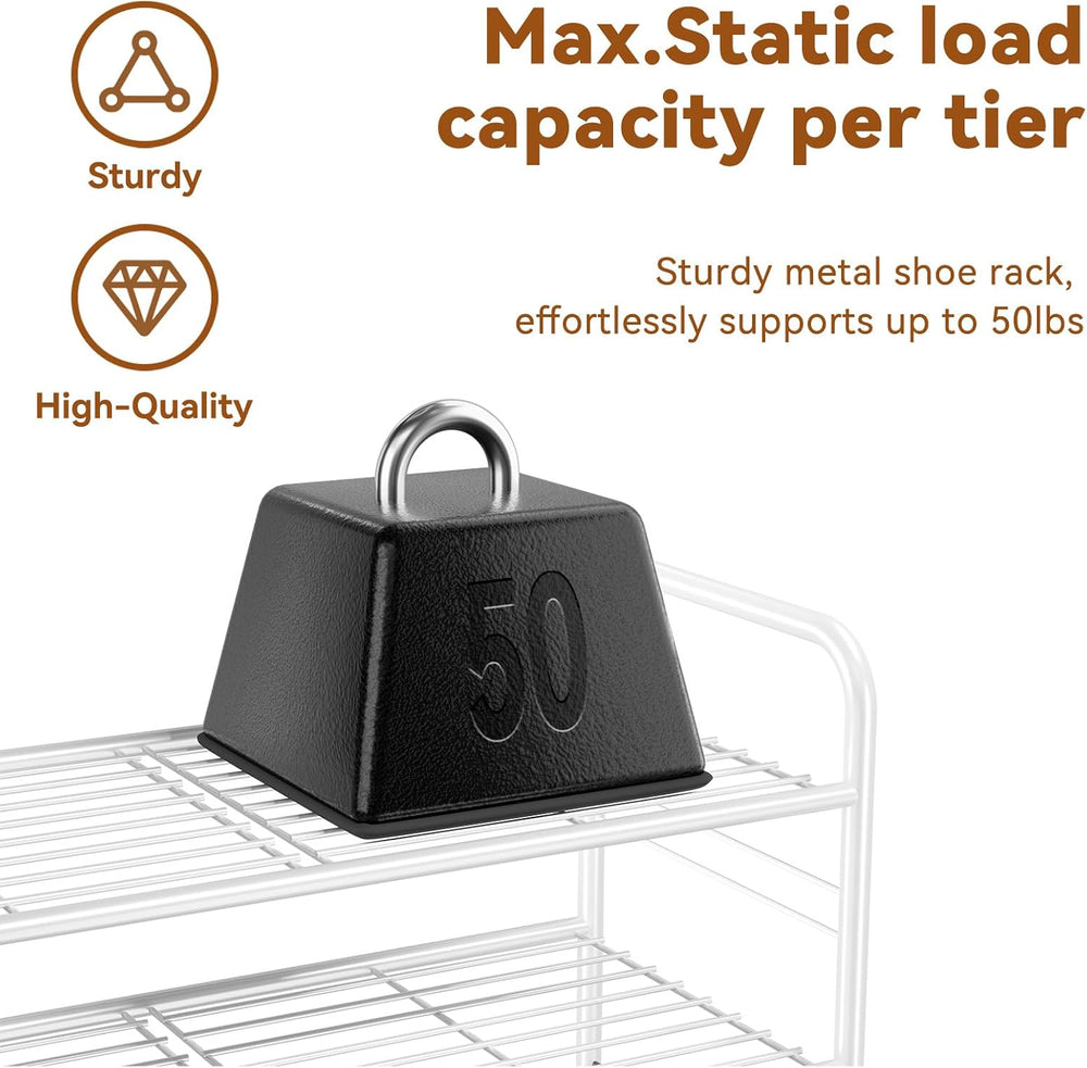 Simple Shoe Rack, 5 Tier Heavy Duty Metal Shoe Shelf 27 Inch Wide, White