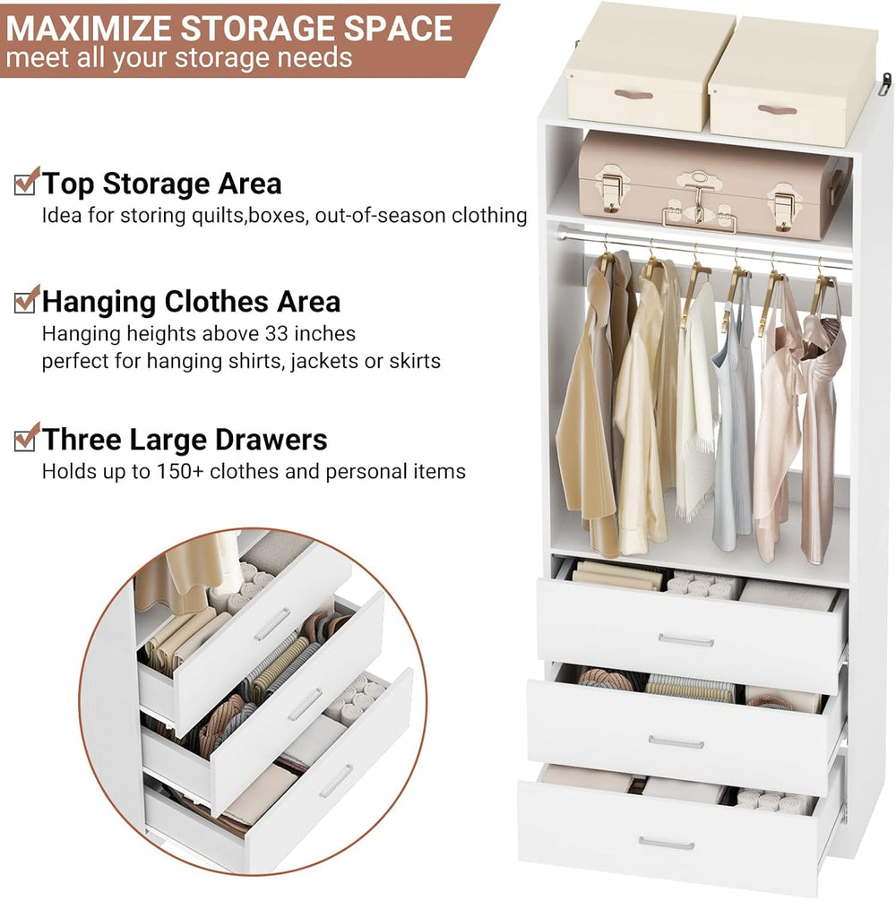 Besiost Closet Systems with 6 Wood Drawers, Closet System Set of 2