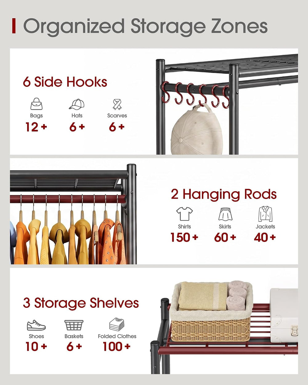 Sakugi Clothes Rack - 33.0" x 12.2" x 79.5" Clothing Rack with...