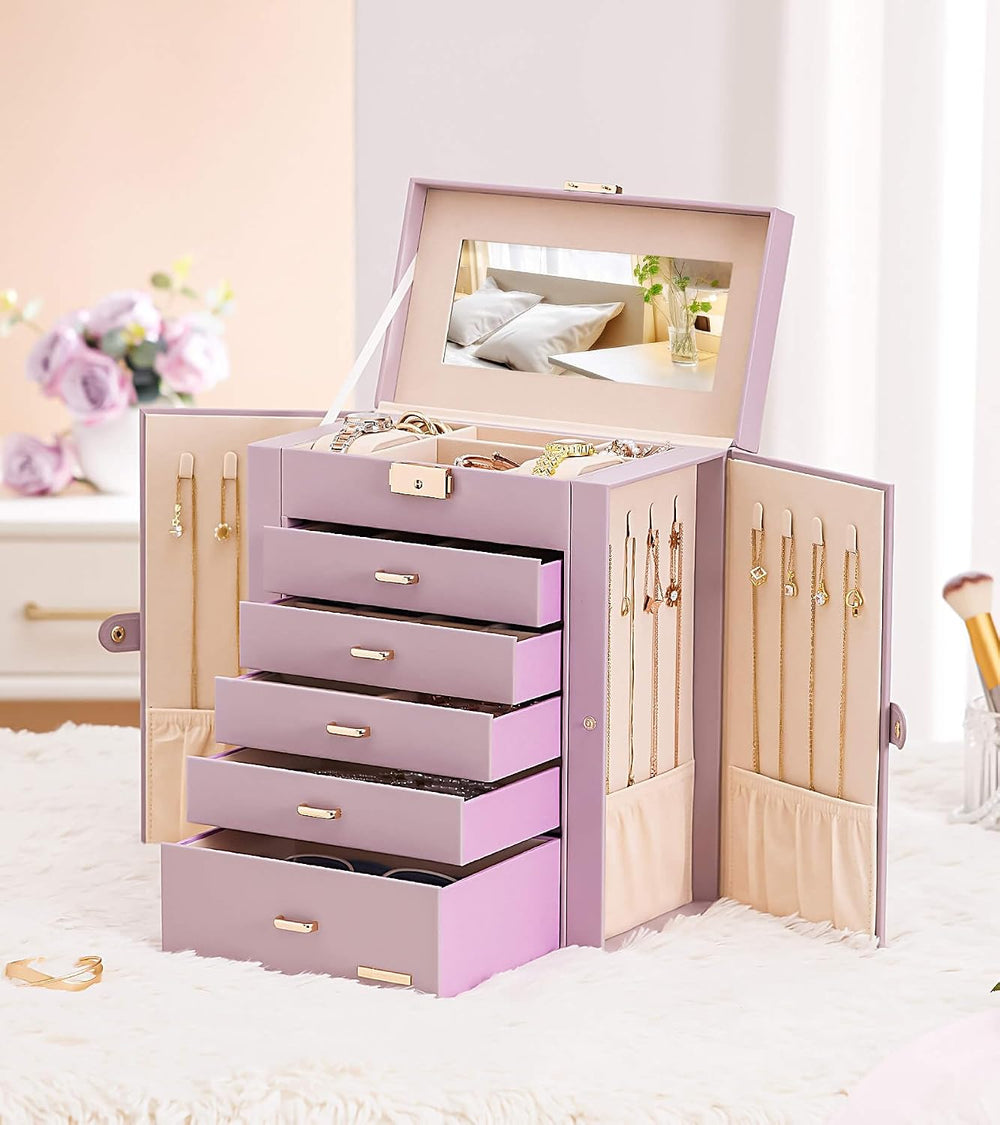 Homde Jewelry Box Large for Women: 6 Layers Organizer with 5 Drawers