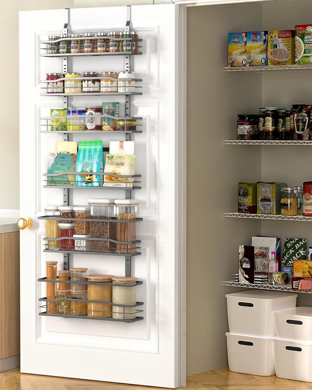 Moforoco 6-Tier Over The Door Pantry Organizer, Pantry Organization and Stora...