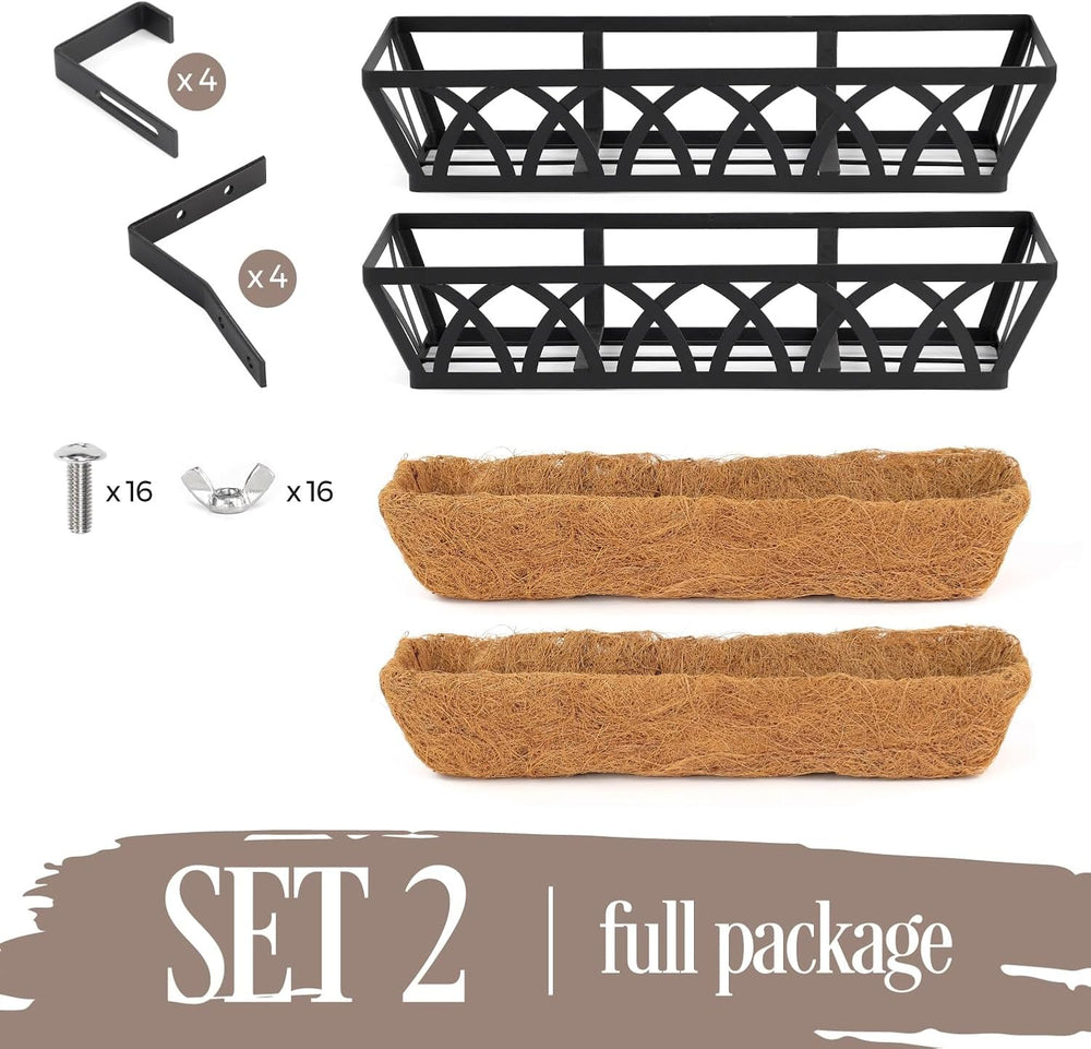 2 Pack 24IN Window Box Planter Basket w/Adjustable Brackets (S1)