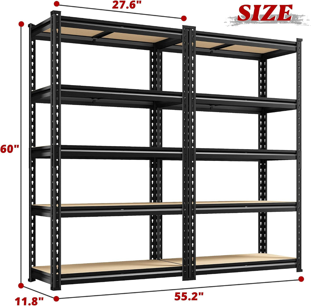 REIBII Storage Shelves,Set of 4,5 Tier Garage Shelving Heavy Duty,Adjustable ...