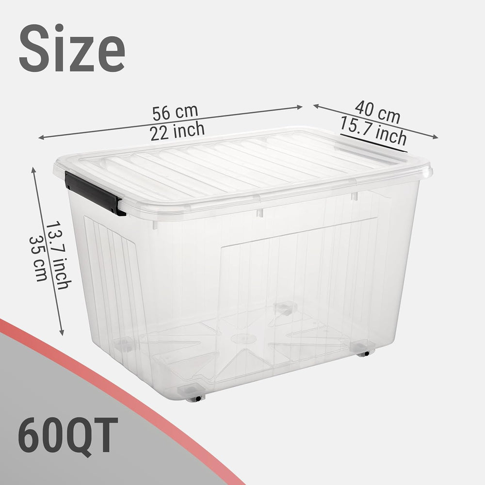 Cetomo 60Qt*6 Plastic Storage Bins with Lids, Storage Box with Wheel, Organiz...