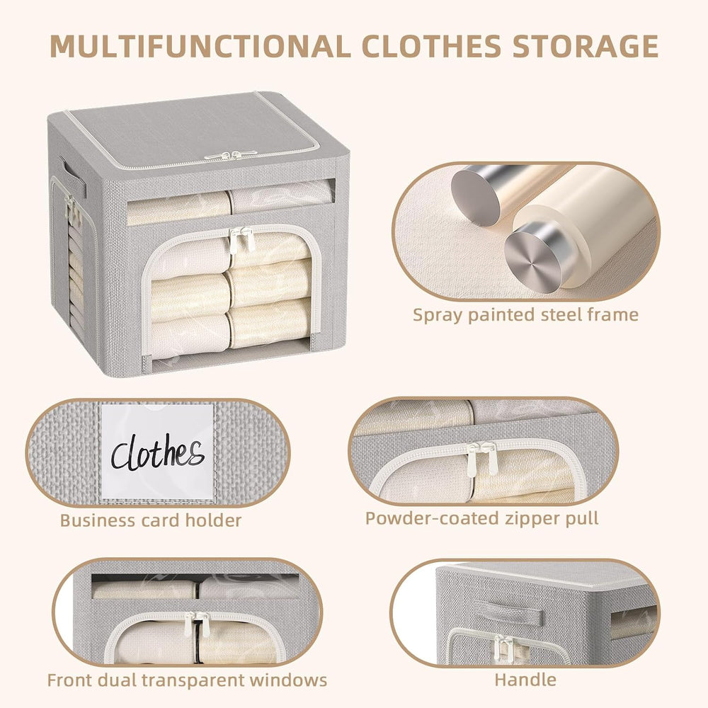 FHSQX 6 Pack Foldable Storage Bins for Clothes Clothes Storage Bins with Meta...