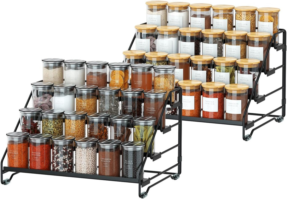 Jolitac 4-Tier Spice Rack Organizer, Depth Adjustable Step Shelf, Metal Spice...
