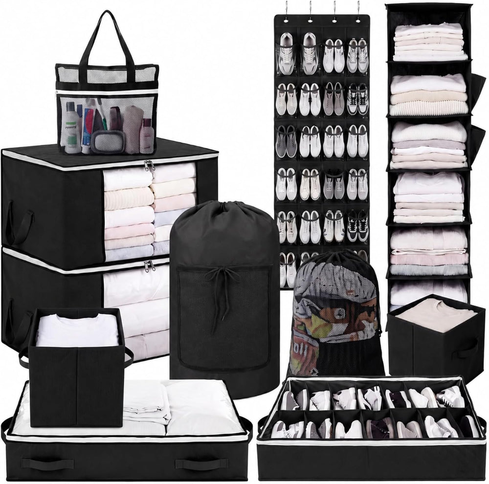 Briwooody 11 Pcs College Dorm Storage Set, Dorm Organizer Kit with Closet Org...