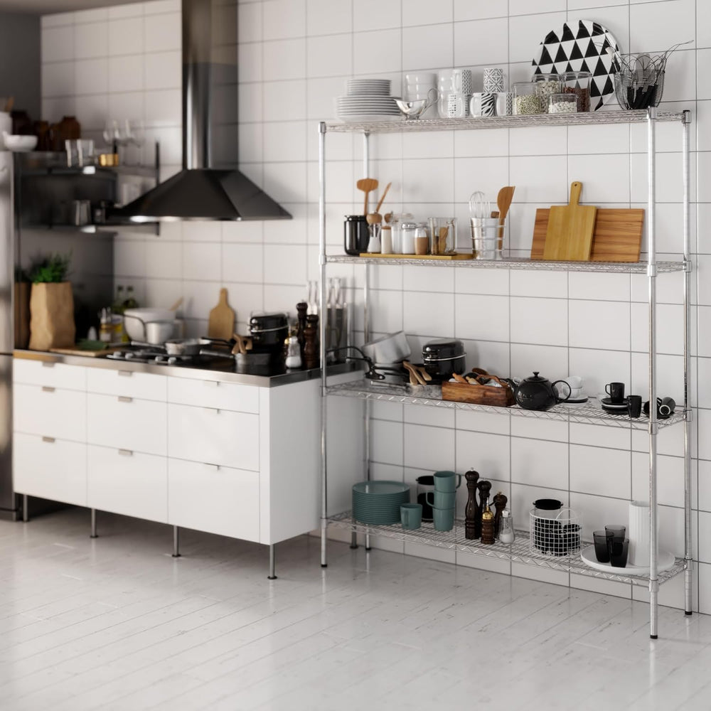 14" Deep x 60" Wide x 74" Height Wire Shelving Kit | 4-Tier | ...