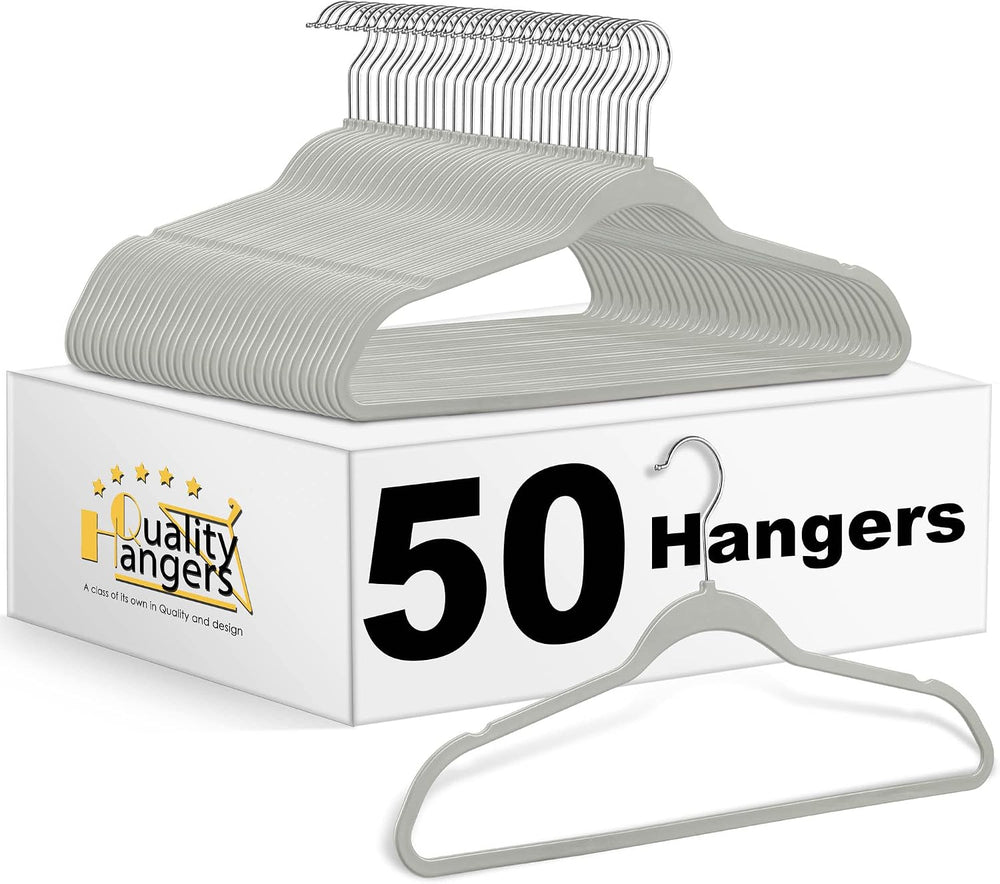 Quality Hangers 50 Pack Plastic Hangers for Clothes - Slim Non-Velvet Hangers...
