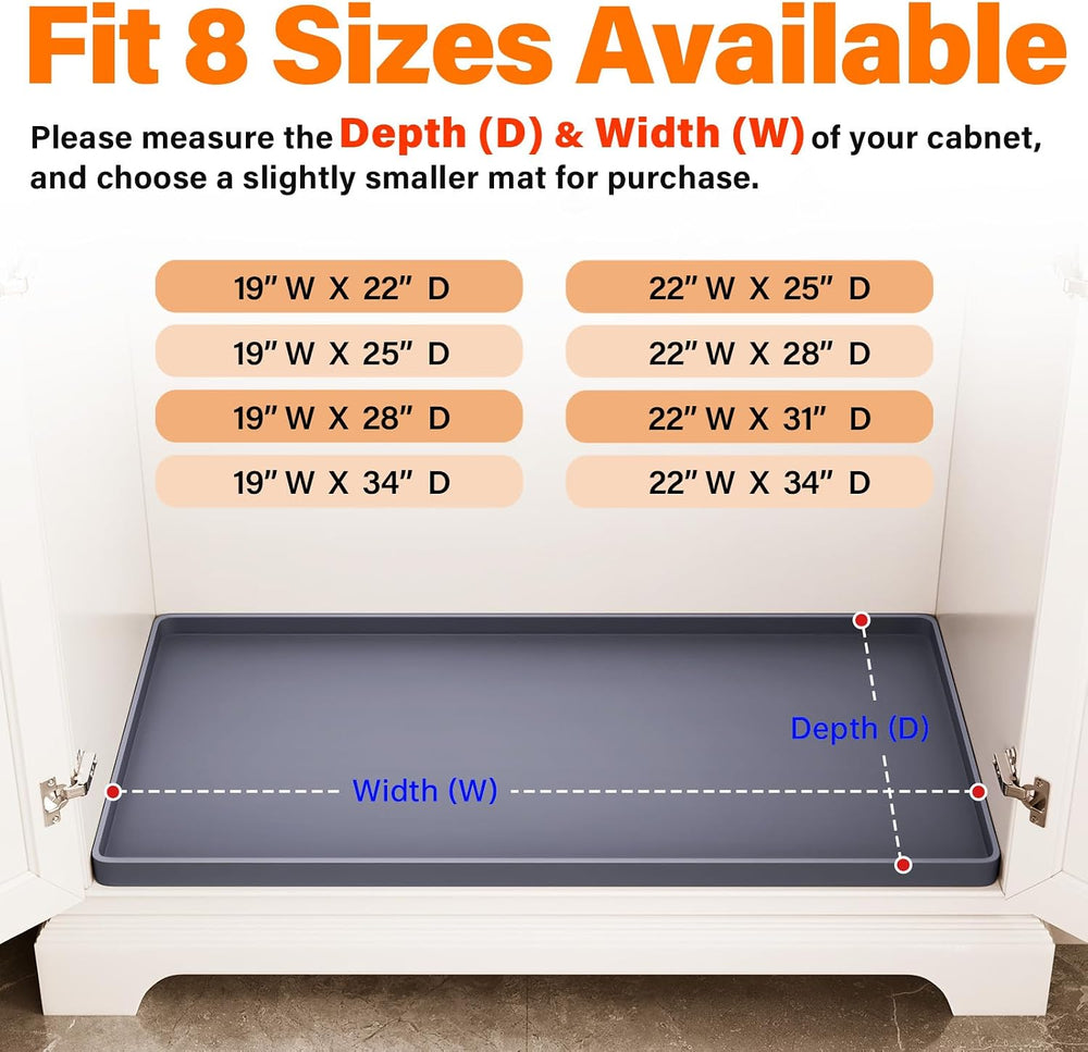 FLATO Waterproof Under Sink Mat, 31" x 22", Dark Gray