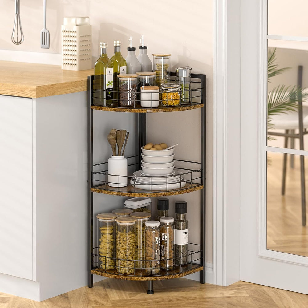 DAOUTIME Bathroom Standing Shelf, 3 Tier Corner Stand, Free-Standing Shelf Un...