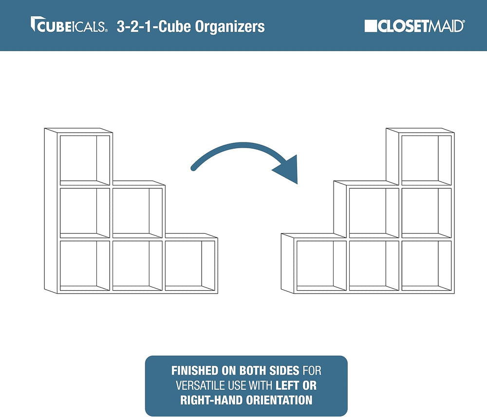 ClosetMaid Cubeicals 3-2-1 Cube Storage Shelf Organizer Bookshelf, 3 Tier, St...