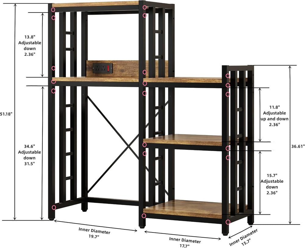 6-Tier Kitchen Baker's Rack with Power Outlet, Microwave Oven Stand with ...