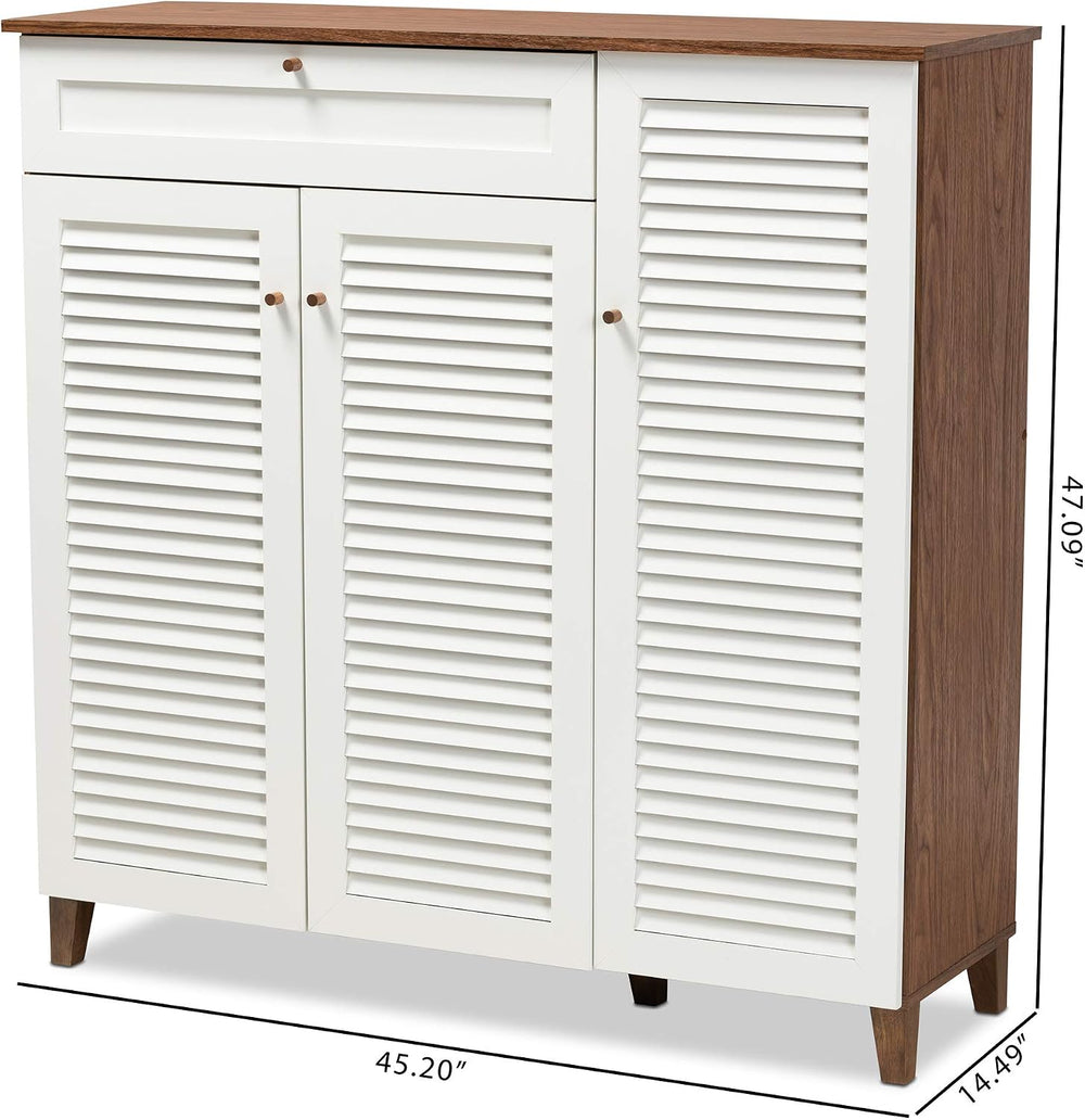 Baxton Studio Shoe Cabinets, White/Walnut