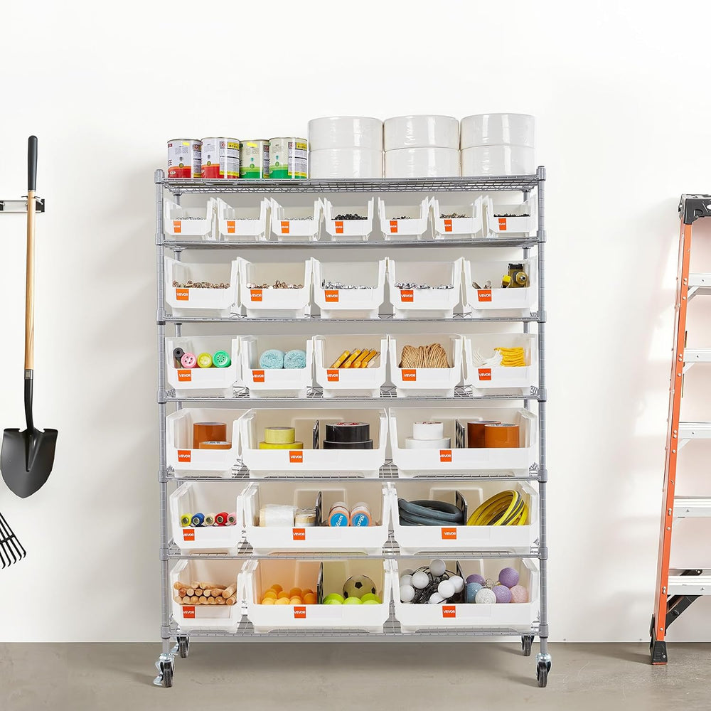 VEVOR 7-Tier Rolling Bin Storage Rack, 26 Organizer Bins, Bin Rack Storage St...