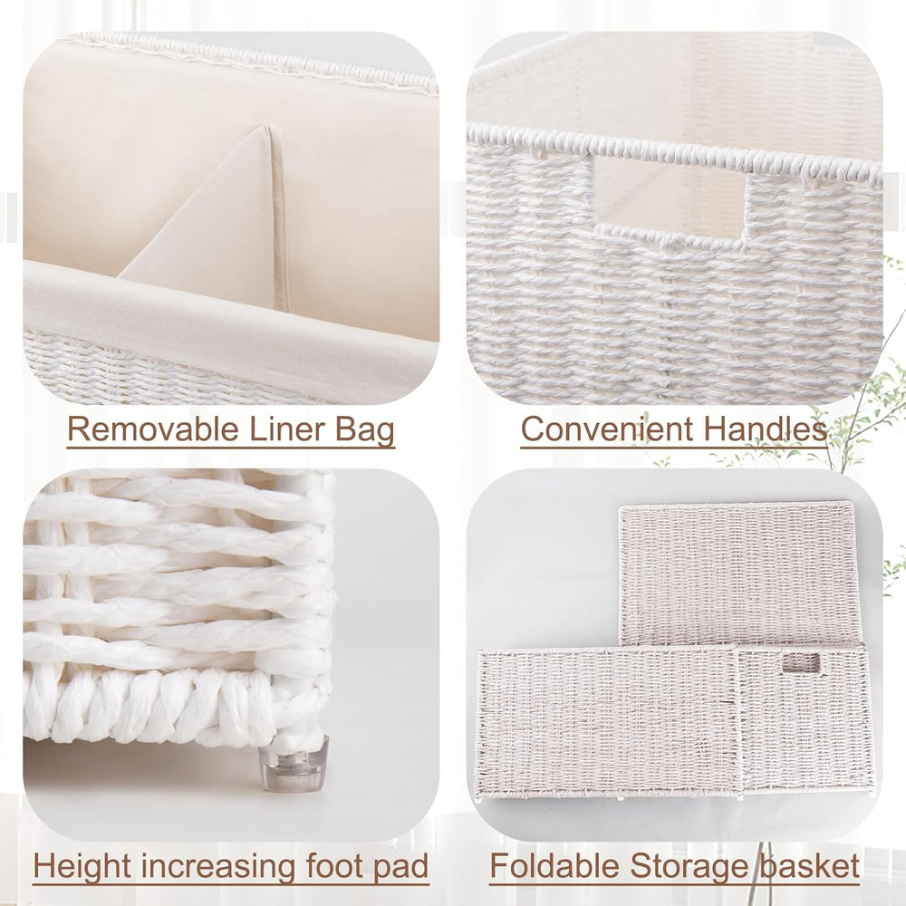OIAHOMY Storage Basket with Lid, 27.7 Gallon (105L) Blanket Basket with Remov...