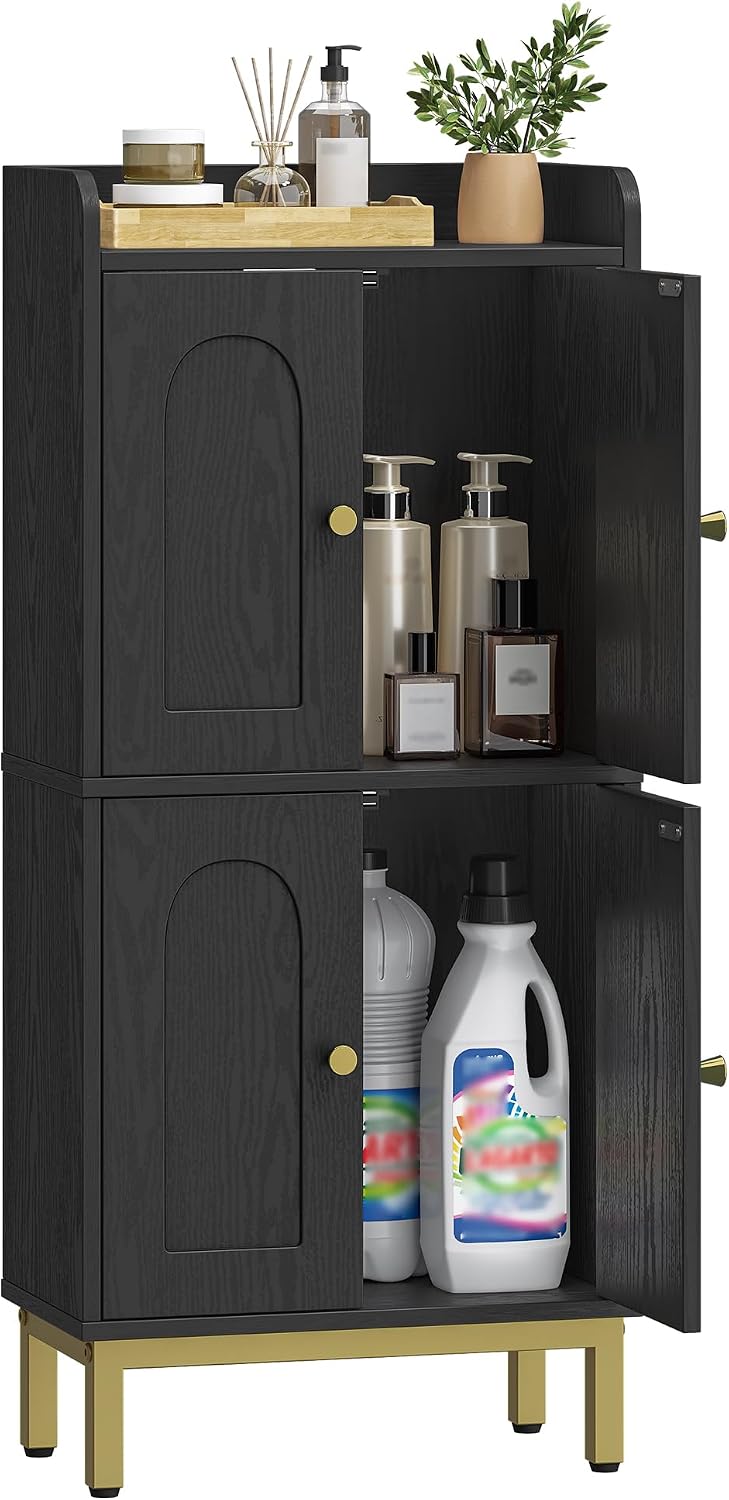 Hzuaneri Bathroom Storage Cabinet, Small Floor Cabinet with 4 Door