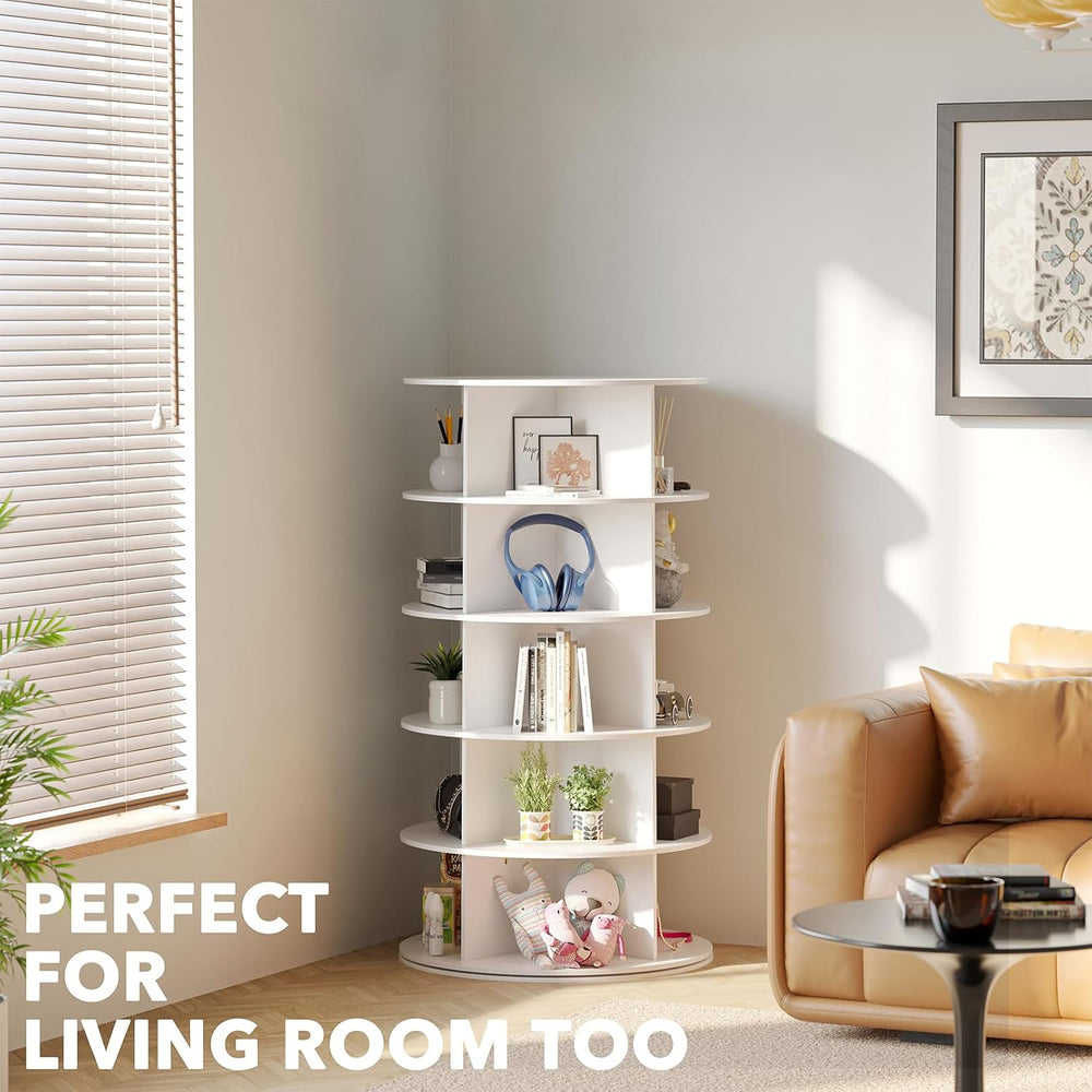 SpaceAid 5 Tier Rotating Shoe Rack Tower, Spinning Shoe Display Lazy Susan, R...