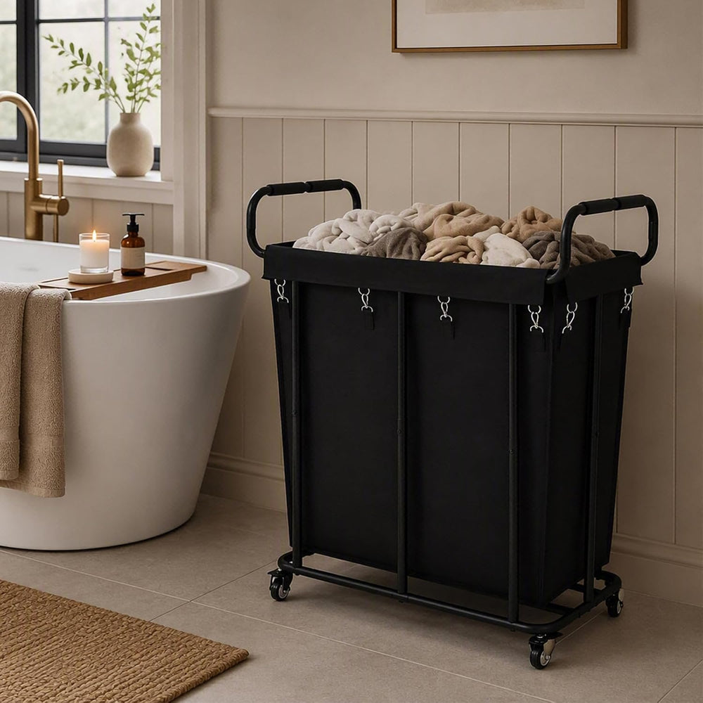 360L Laundry Hamper Cart with Wheels, Large Detachable Clothes Basket 